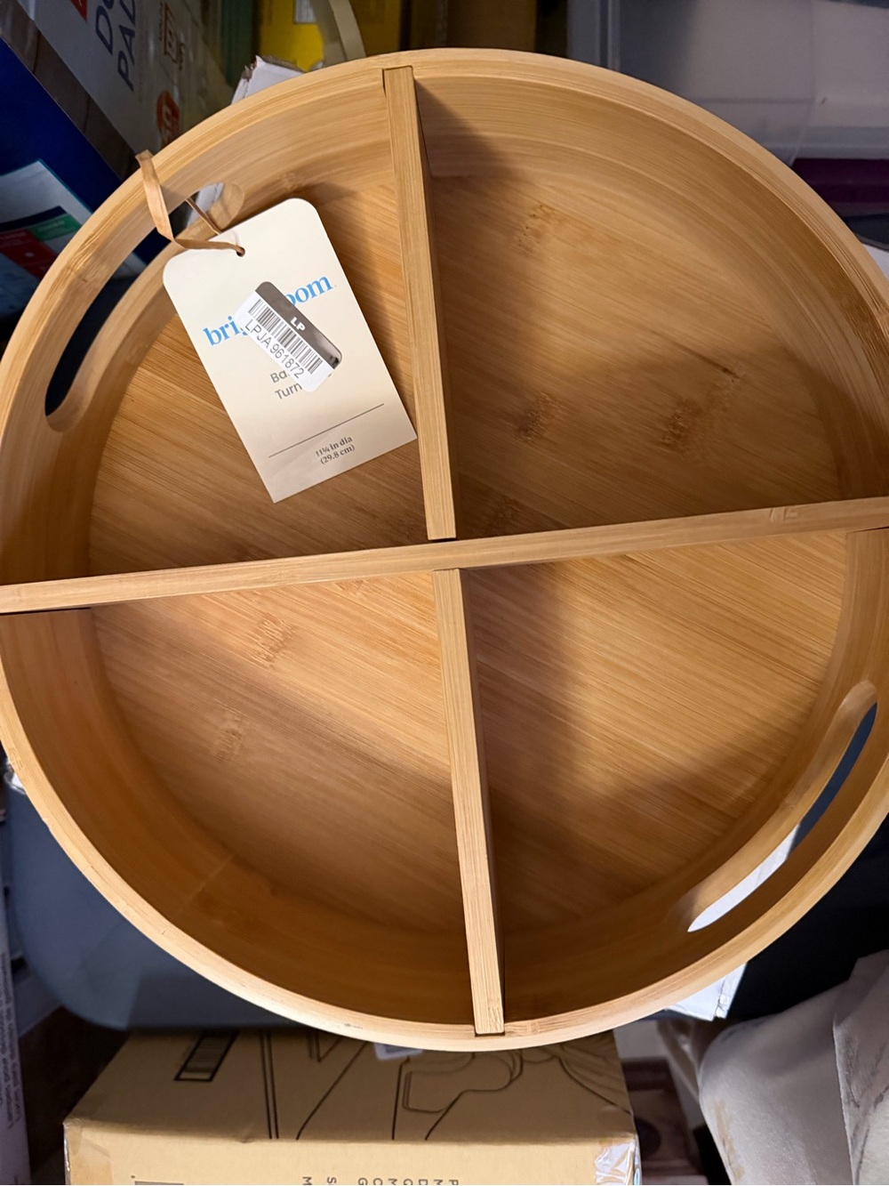 Bamboo Divided Serving Tray - Natural Wood